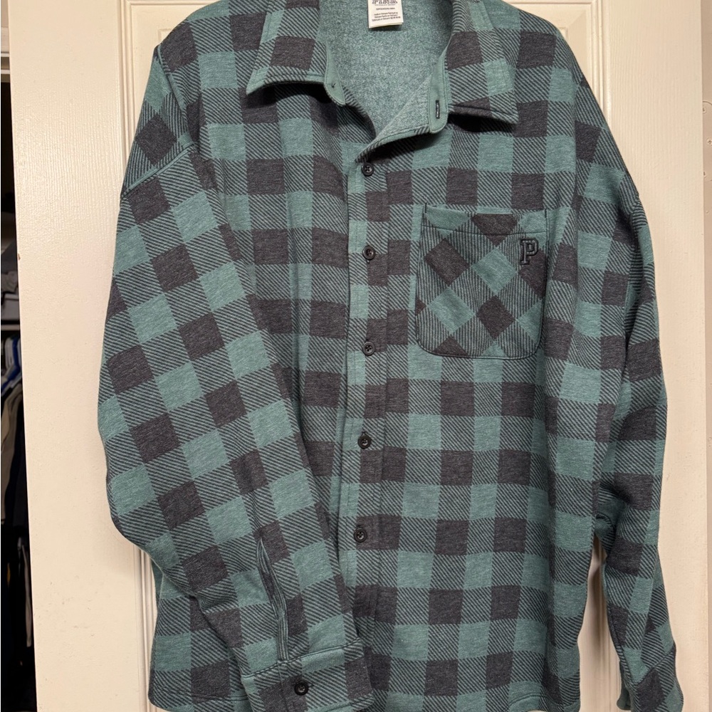 PINK Victoria's Secret Teal and Gray Shirt